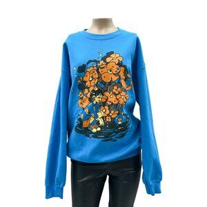 Bandage Brigade Vintage Oversized Sweatshirt Orange Floral Graphic Print Women's
